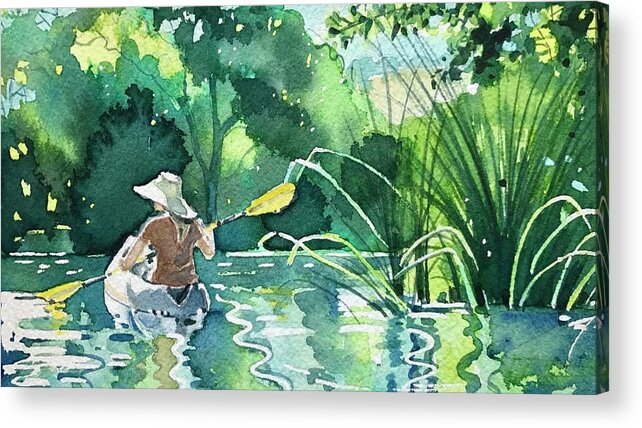 Summer Acrylic Print featuring the painting Girl in a Hat by Luisa Millicent