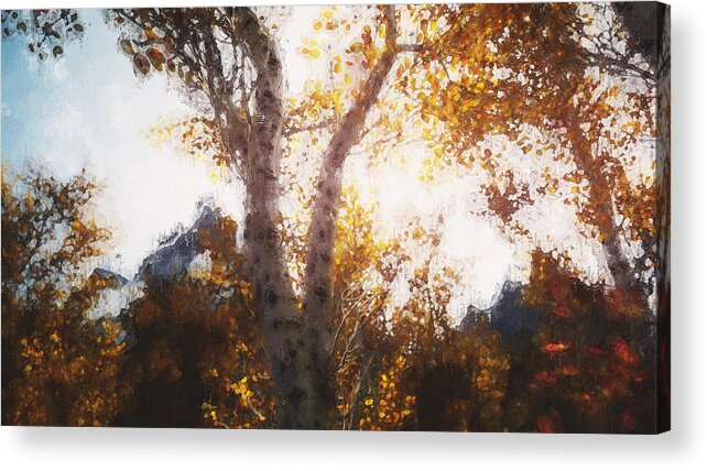Through The Forest Acrylic Print featuring the painting Glimpse of Autumn - 11 by AM FineArtPrints