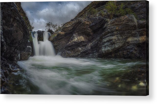 #river #waterfall #landscape #longexposure Acrylic Print featuring the photograph Guadalmedina River Waterfall by Rnofuentes