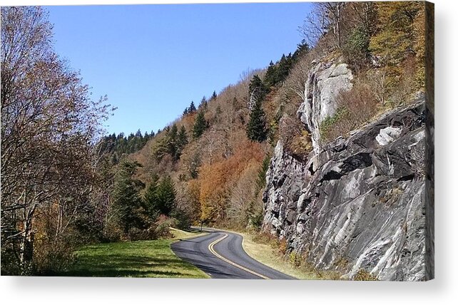 Blue Ridge Parkway Acrylic Print featuring the photograph Just Around the Bend by Allen Nice-Webb