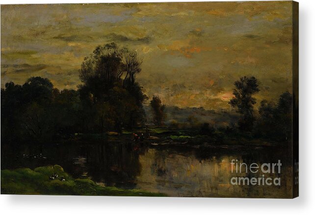 Oil Painting Acrylic Print featuring the drawing Landscape With Ducks by Heritage Images