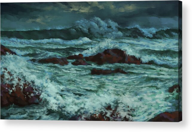 Ocean Acrylic Print featuring the painting Light Show by Hans Neuhart