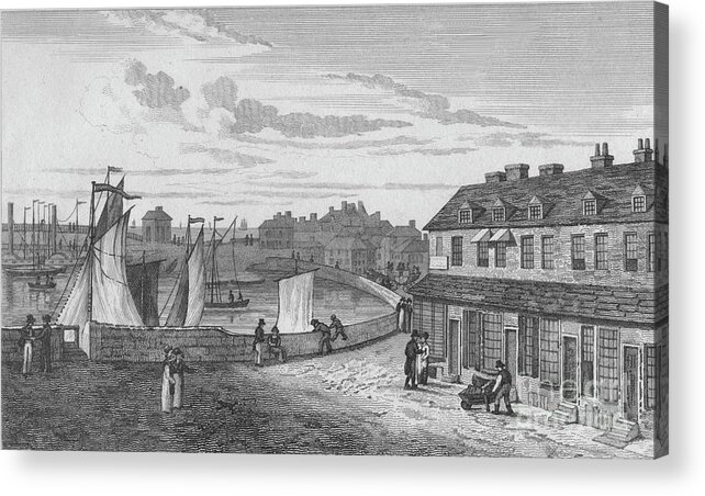 Engraving Acrylic Print featuring the drawing Marine Parade & Harbour, 1820 by Print Collector