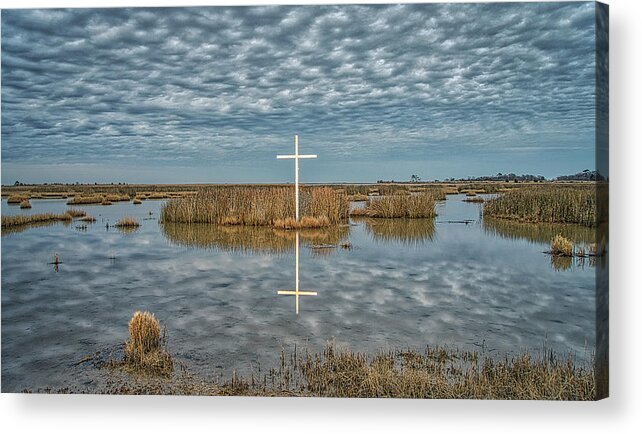 Poquoson Acrylic Print featuring the photograph Marsh Cross by Jerry Gammon