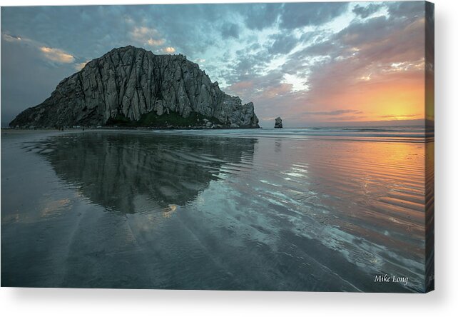 Morro Bay Acrylic Print featuring the photograph Morro Rock Sunset by Mike Long