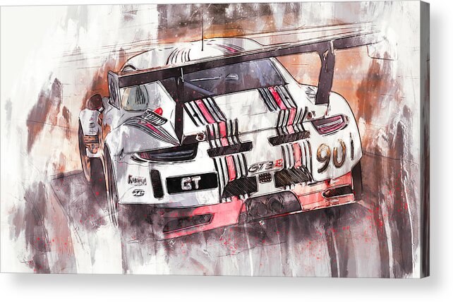 Porsche Acrylic Print featuring the painting Porsche GT3 Martini Racing Livery - 21 by AM FineArtPrints