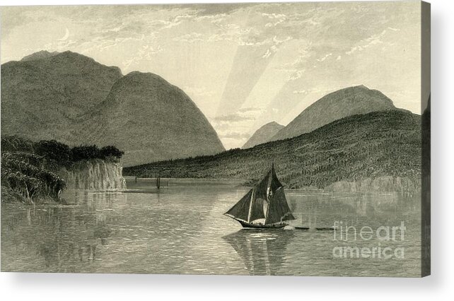 Engraving Acrylic Print featuring the drawing Mount Desert by Print Collector