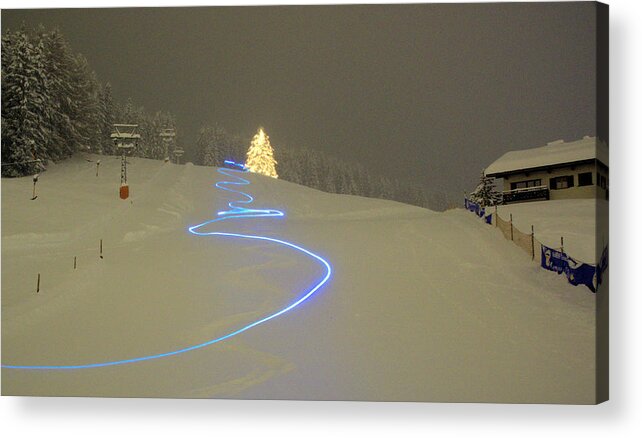 Tranquility Acrylic Print featuring the photograph Night Skiing by Mike Meysner Photography