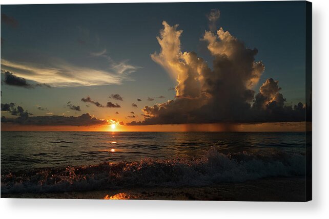 Florida Acrylic Print featuring the photograph Pink Crystal Splash Sunrise 2 Delray Beach Florida by Lawrence S Richardson Jr