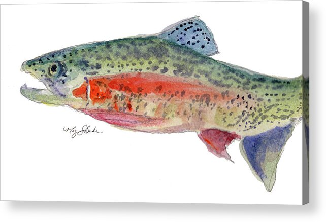 Fish Acrylic Print featuring the painting Rainbow by Mary Benke