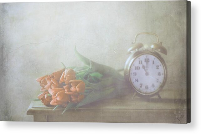 Soft Acrylic Print featuring the photograph Red Tulips by Delphine Devos