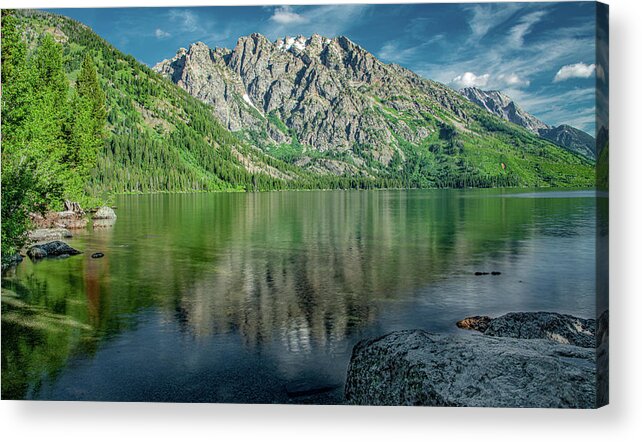  Acrylic Print featuring the photograph Reflections at Jenny Lake by Marcy Wielfaert