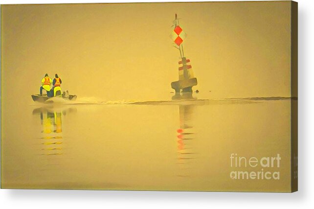 Mississippi River Acrylic Print featuring the painting Rescue Workers by Marilyn Smith