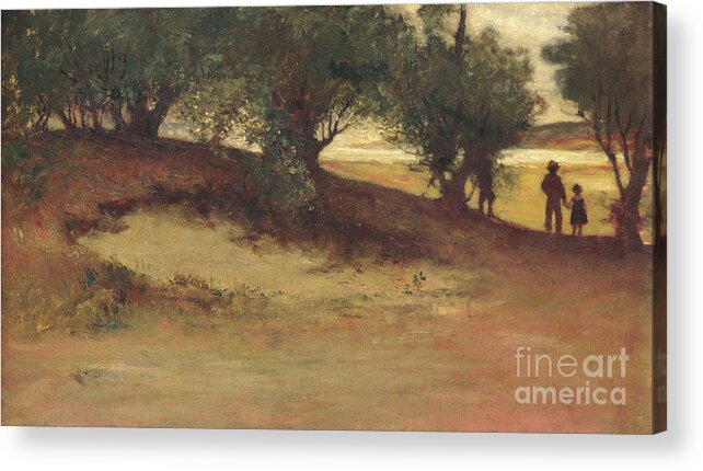 Oil Painting Acrylic Print featuring the drawing Sand Bank With Willows by Heritage Images