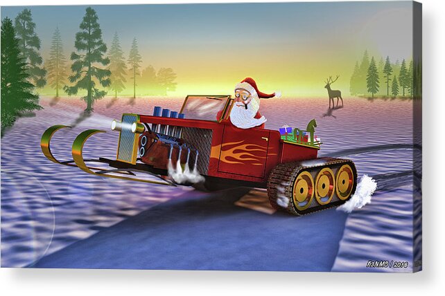 Sleigh Acrylic Print featuring the painting Santa's New Sleigh by Ken Morris