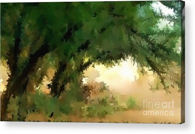 Digital Art Acrylic Print featuring the digital art Shade Trees Abstract Digital Artwork by Delynn Addams for Home Decor wall art with matching colors. by Delynn Addams