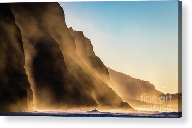 Cliffs Acrylic Print featuring the photograph Sunset on the rocks by Lyl Dil Creations