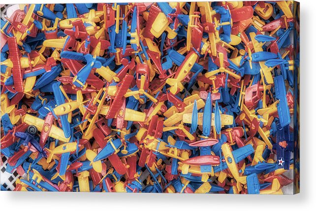 Multiples Acrylic Print featuring the photograph Texture 23 - Wastefulness of tiny toy planes by Micah Offman