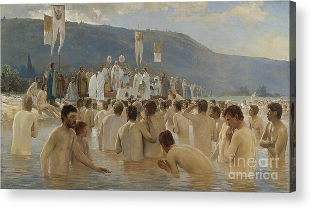 Oil Painting Acrylic Print featuring the drawing The Baptism Of Russia, 1887 by Heritage Images