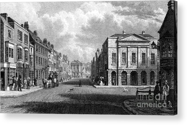 Engraving Acrylic Print featuring the drawing The High Street, Newport, Isle by Print Collector
