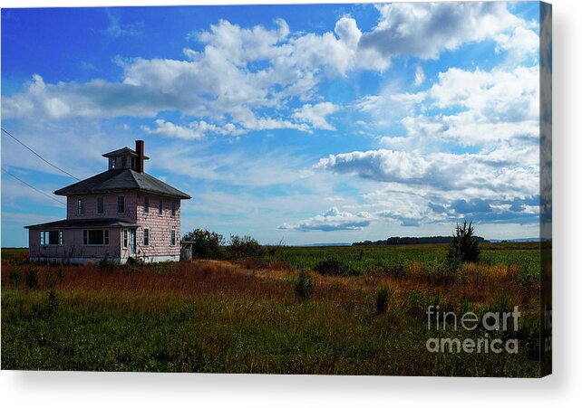 Pink House Acrylic Print featuring the photograph The Pink House in Autumn by Mary Capriole