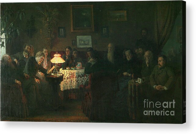 Oil Painting Acrylic Print featuring the drawing The Reading Of The Novella The Kreutzer by Heritage Images