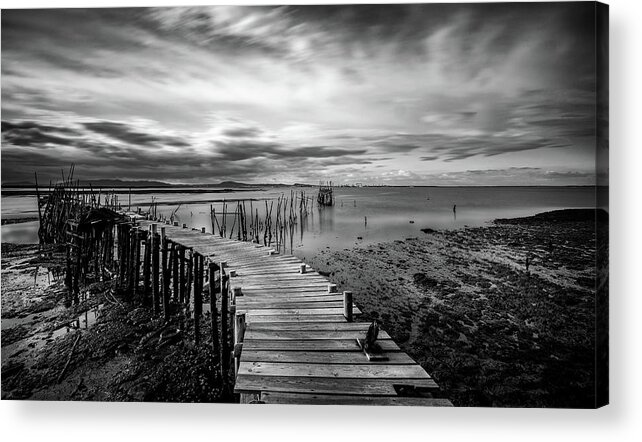 Seascapes Acrylic Print featuring the photograph Wooden fishing Piers by Michalakis Ppalis