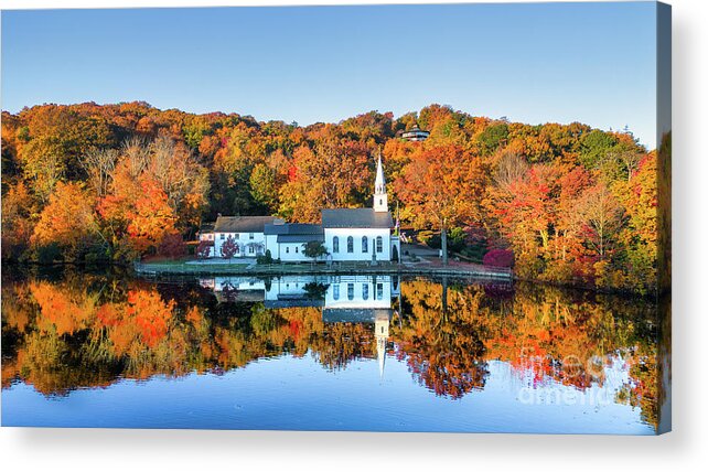 Church Acrylic Print featuring the photograph Autumn Reflections #1 by Sean Mills