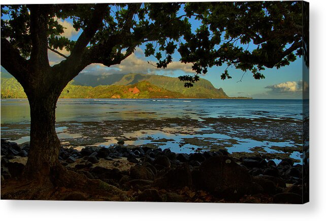 Hanalei Bay Acrylic Print featuring the photograph Hanalei Bay Morning #1 by Stephen Vecchiotti