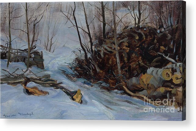 Gustav Wentzel Acrylic Print featuring the painting Winter landscape #1 by O Vaering by Gustav Wentzel