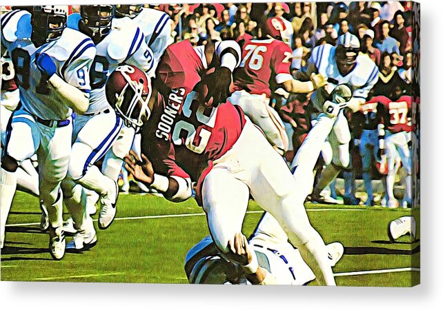  Acrylic Print featuring the mixed media 1982 Marcus Dupree Art by Row One Brand