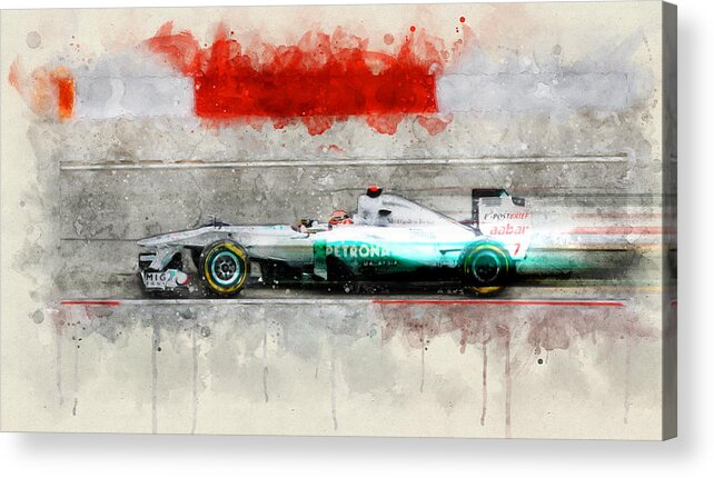 Formula 1 Acrylic Print featuring the digital art 2011 Petronas Mercedes by Geir Rosset