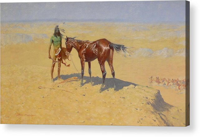 Frederic Remington Acrylic Print featuring the painting Ridden Down by Frederic Remington by Mango Art