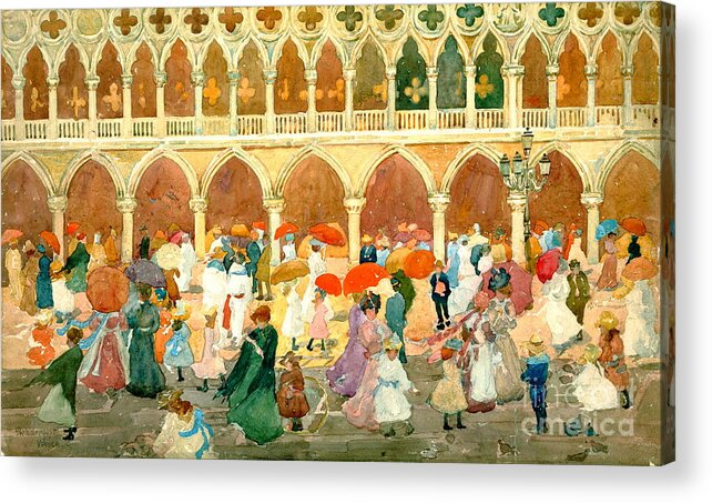 Maurice Prendergast Acrylic Print featuring the painting Sunlight on the Piazzetta #3 by Maurice Prendergast