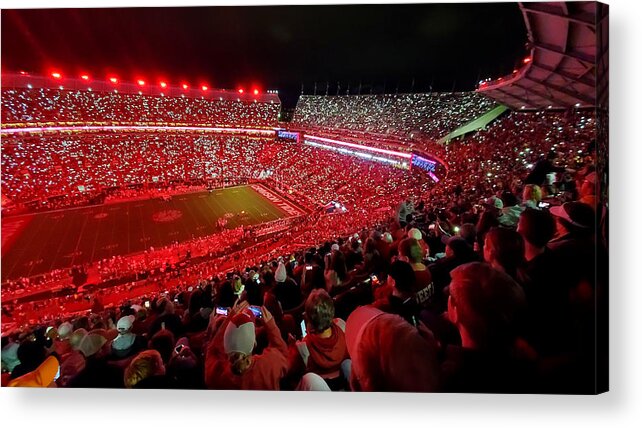 Gameday Acrylic Print featuring the photograph Night Panorama Bryant-Denny Stadium #5 by Kenny Glover