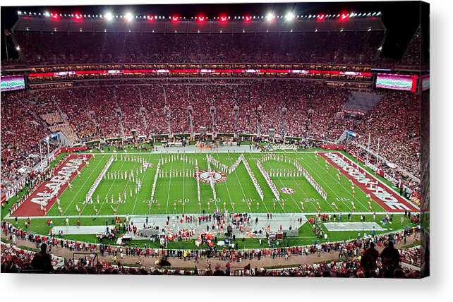 Gameday Acrylic Print featuring the photograph Night Panorama Bryant-Denny Stadium #8 by Kenny Glover