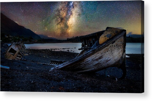Craig Acrylic Print featuring the photograph A Milkyway Boat wreck by Bradley Morris