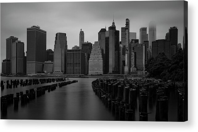 New York City Acrylic Print featuring the photograph A Misty Morning in Manhattan by Marlo Horne
