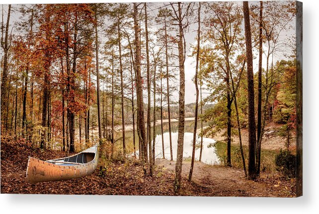 Canoe Acrylic Print featuring the photograph Above the Lake Cottage Panorama by Debra and Dave Vanderlaan