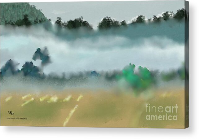 Landscape Acrylic Print featuring the digital art #Abstraction #Trees in the #Mist by Arlene Babad