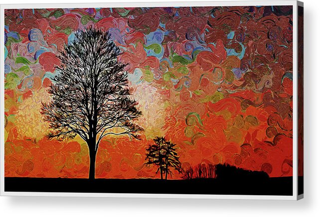 Oil On Canvas Acrylic Print featuring the digital art Afterglow Sunset Sky Abendstimmung Evening Sky after Van Gogh Impressionist painting by Ahmet Asar by Celestial Images