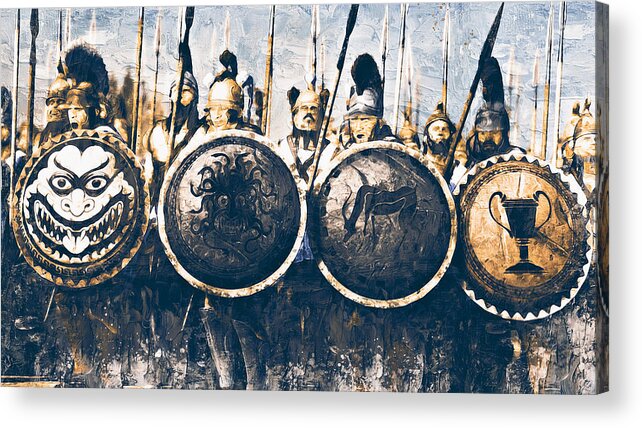 Greek Warrior Acrylic Print featuring the painting Ancient Greek Hoplite - 07 by AM FineArtPrints
