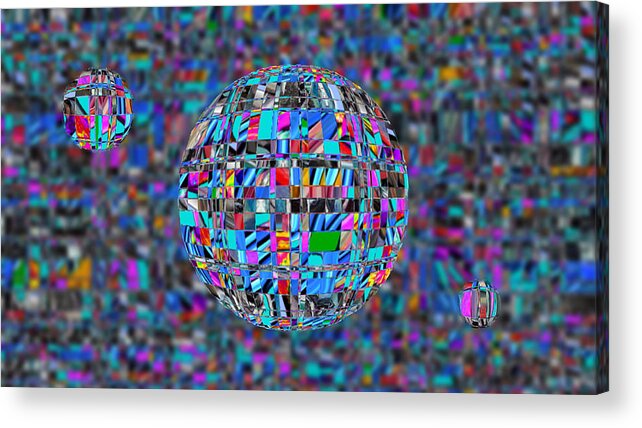 Digital Acrylic Print featuring the digital art Ballsy Abstract by Ronald Mills