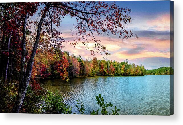 Carolina Acrylic Print featuring the photograph Beautiful Fall Colors at Indian Boundary Lake by Debra and Dave Vanderlaan