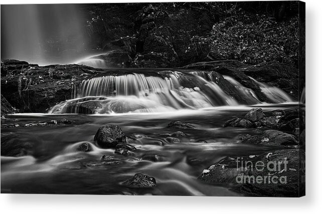 Black And White Acrylic Print featuring the photograph Bittersweet Falls in Black and White by Steve Brown