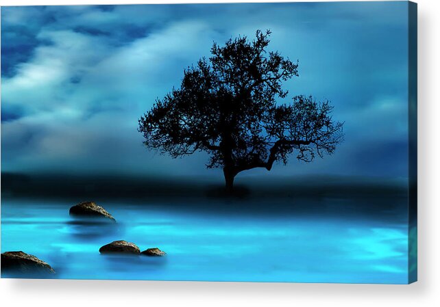 Blue Acrylic Print featuring the digital art Blue Night by Katy Breen