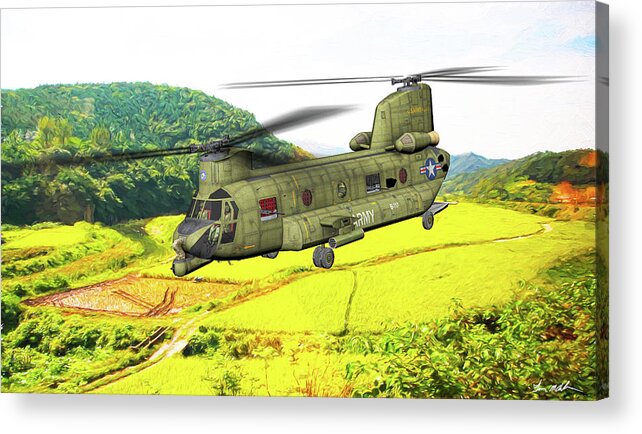 Boeing Ch-47 Chinook Acrylic Print featuring the digital art Boeing CH-47 Chinook - Art by Tommy Anderson