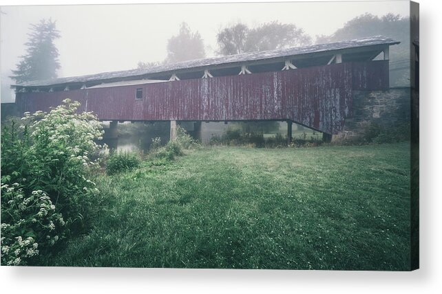 Allentown Acrylic Print featuring the photograph Bogert's Covered Bridge Misty June by Jason Fink