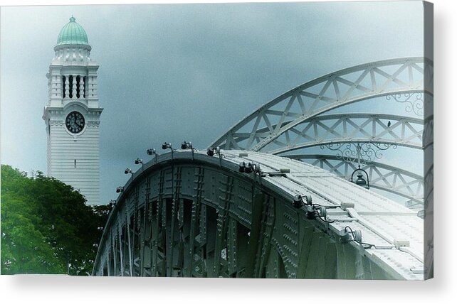 Bridge Acrylic Print featuring the photograph Bridge and Tower Landscape by Robert Bociaga