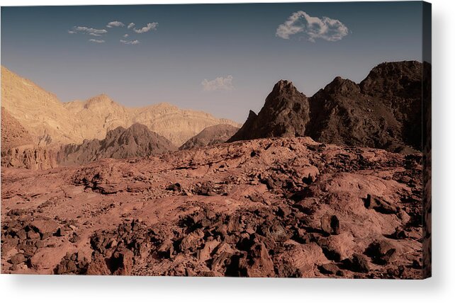 Outdoors Acrylic Print featuring the photograph Brown Rocks Blue Sky by Uri Baruch